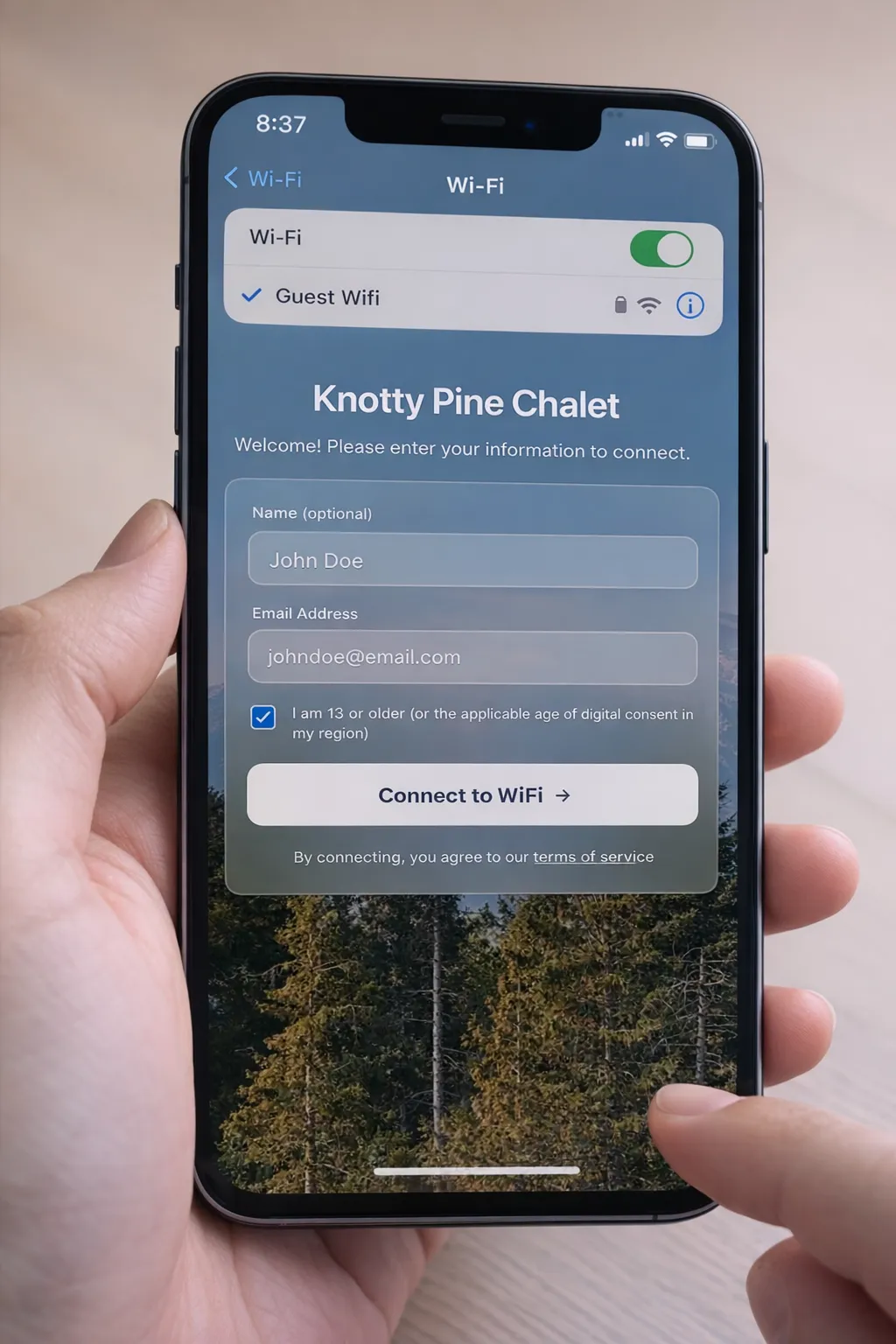 Guest connecting to WiFi captive portal
